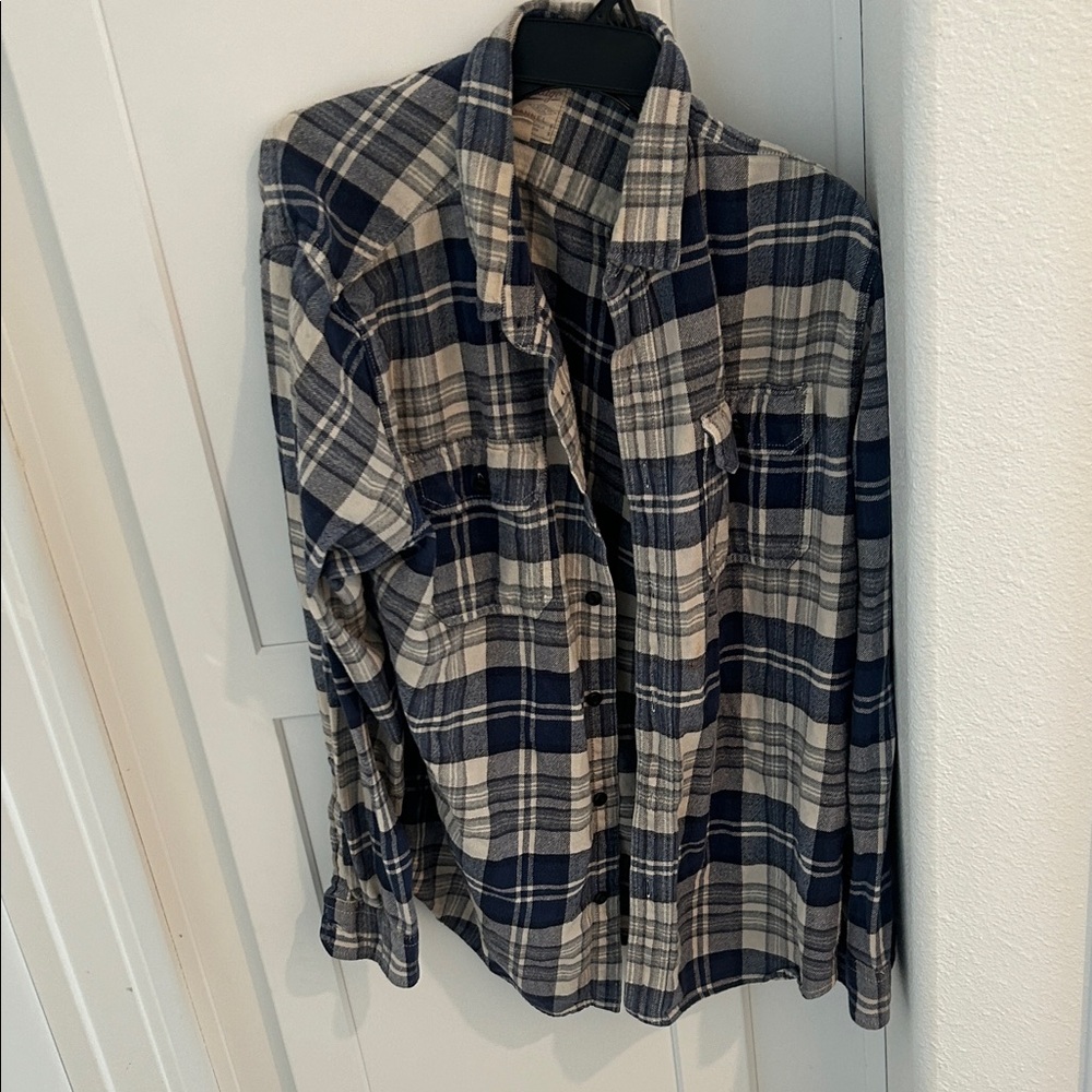 AE XXL Men's Blue and cream Plaid flannel